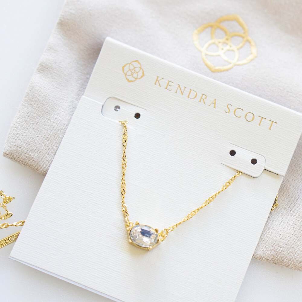 Kendra Scott Cailin Gold Pendant Necklace in White CZ